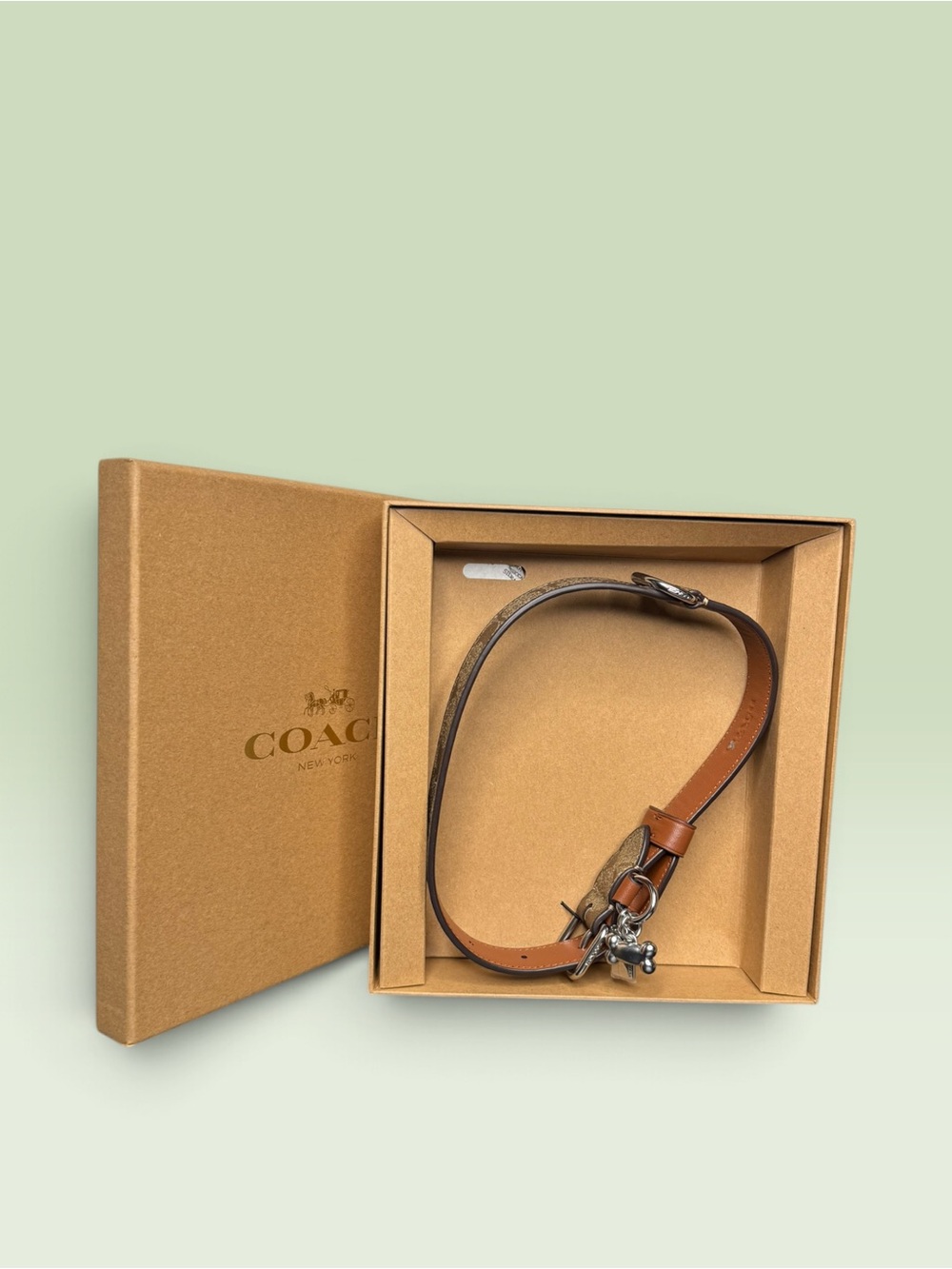 Coach Boxed Pet Collar in Signature Canvas – Khaki/Saddle Brown